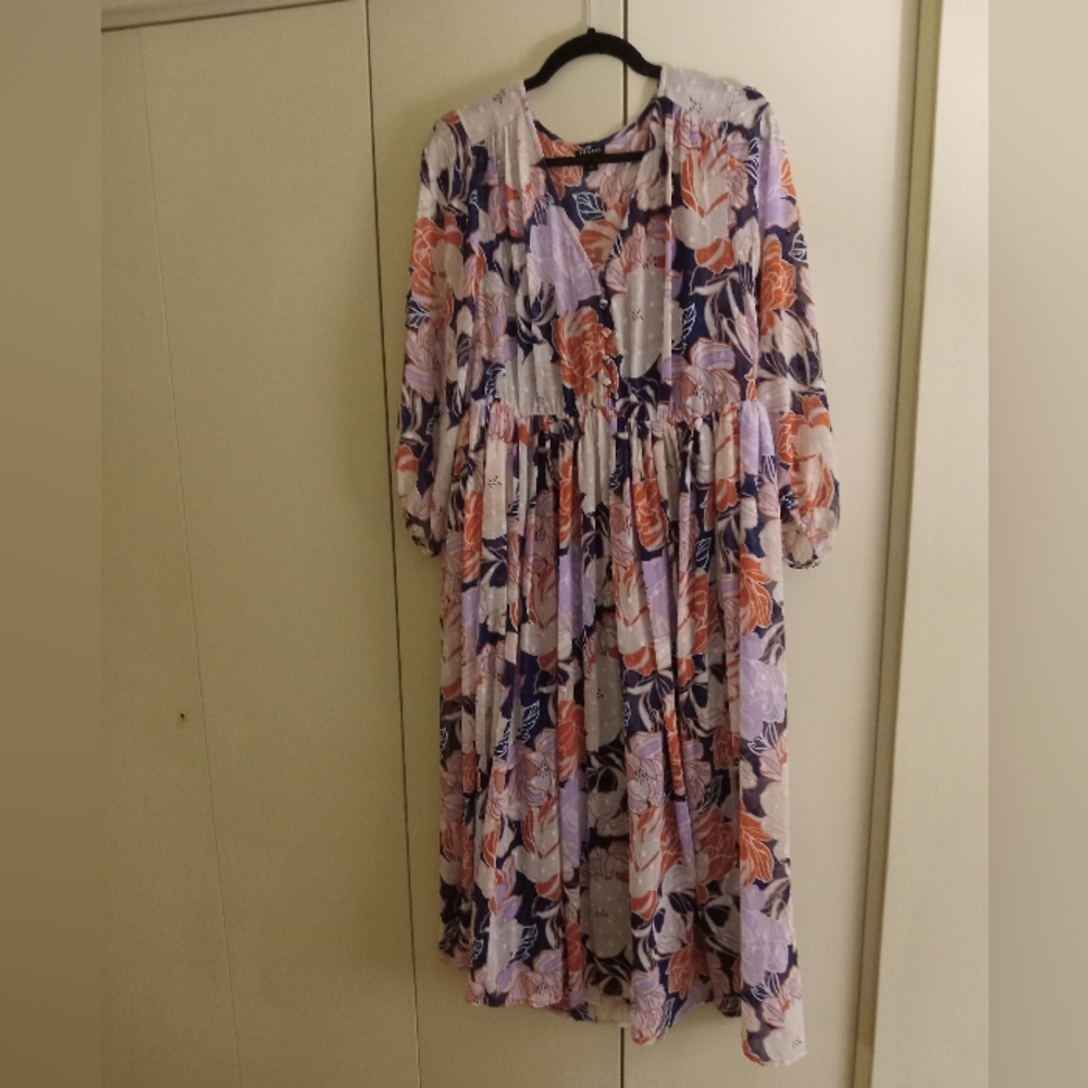 Torrid 1x floral lined  midi dress